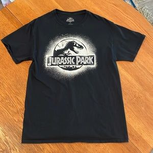 Jurassic World Jurassic Park logo tshirt, Unisex M, black with white logo